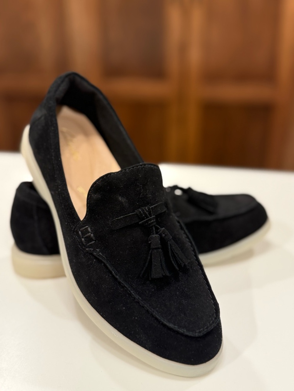 Clarks Narini Edge Loafers Black Suede Size 6